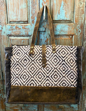 Load image into Gallery viewer, Up-Cycled Canvas &amp; Genuine Leather Weekender
