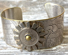 Load image into Gallery viewer, Up-Cycled Geared Sunburst Cuff
