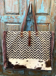 Up-Cycled Canvas, Genuine Leather, & Natural Hair-On Weekender