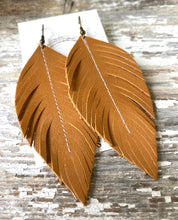 Load image into Gallery viewer, Large Leather Earrings - Feather
