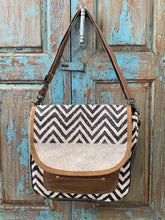 Load image into Gallery viewer, Up-Cycled Canvas, Genuine Leather, &amp; Natural Hair-On Leather Shoulder Bag/Cross-body Bag
