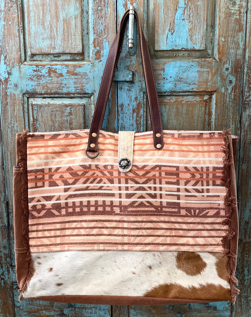 Up-Cycled Canvas, Genuine Leather, & Natural Hair-On Weekender