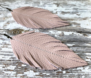 Large Leather Earrings - Feather