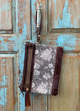 Load image into Gallery viewer, Up-Cycled Canvas &amp; Genuine Leather Wristlet
