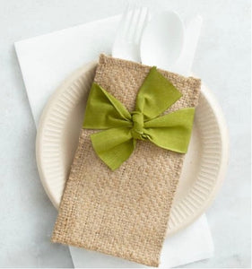 Cutlery Pouches - Green Ribbon