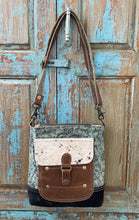 Load image into Gallery viewer, Up-Cycled Canvas, Genuine Leather, &amp; Natural Hair-On Leather Shoulder Bag/Cross-body Bag
