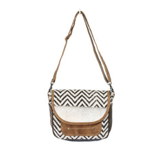 Load image into Gallery viewer, Up-Cycled Canvas, Genuine Leather, &amp; Natural Hair-On Leather Shoulder Bag/Cross-body Bag
