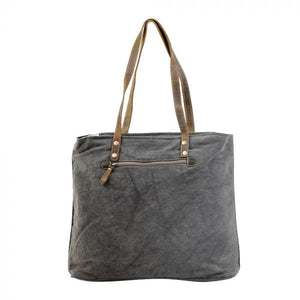 Up-Cycled Canvas, Genuine Leather, & Natural Hair-On Leather Tote Bag