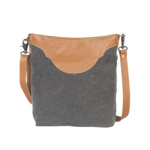 Up-Cycled Canvas & Genuine Leather Shoulder Bag/Cross-body Bag
