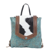 Load image into Gallery viewer, Up-Cycled Canvas, Genuine Leather, &amp; Natural Hair-On Backpack
