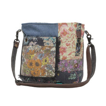 Load image into Gallery viewer, Up-Cycled Canvas &amp; Genuine Leather Shoulder Bag/Cross-body Bag
